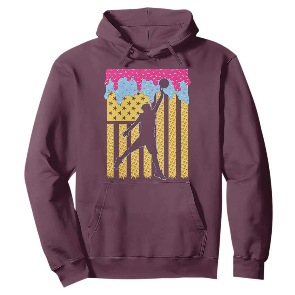 Basketball Ice Cream Drip American Flag Youth Players Hoodie TS11 Maroon Print Your Wear