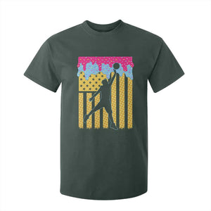 Basketball Ice Cream Drip American Flag Youth Players T Shirt For Kid TS11 Dark Forest Green Print Your Wear