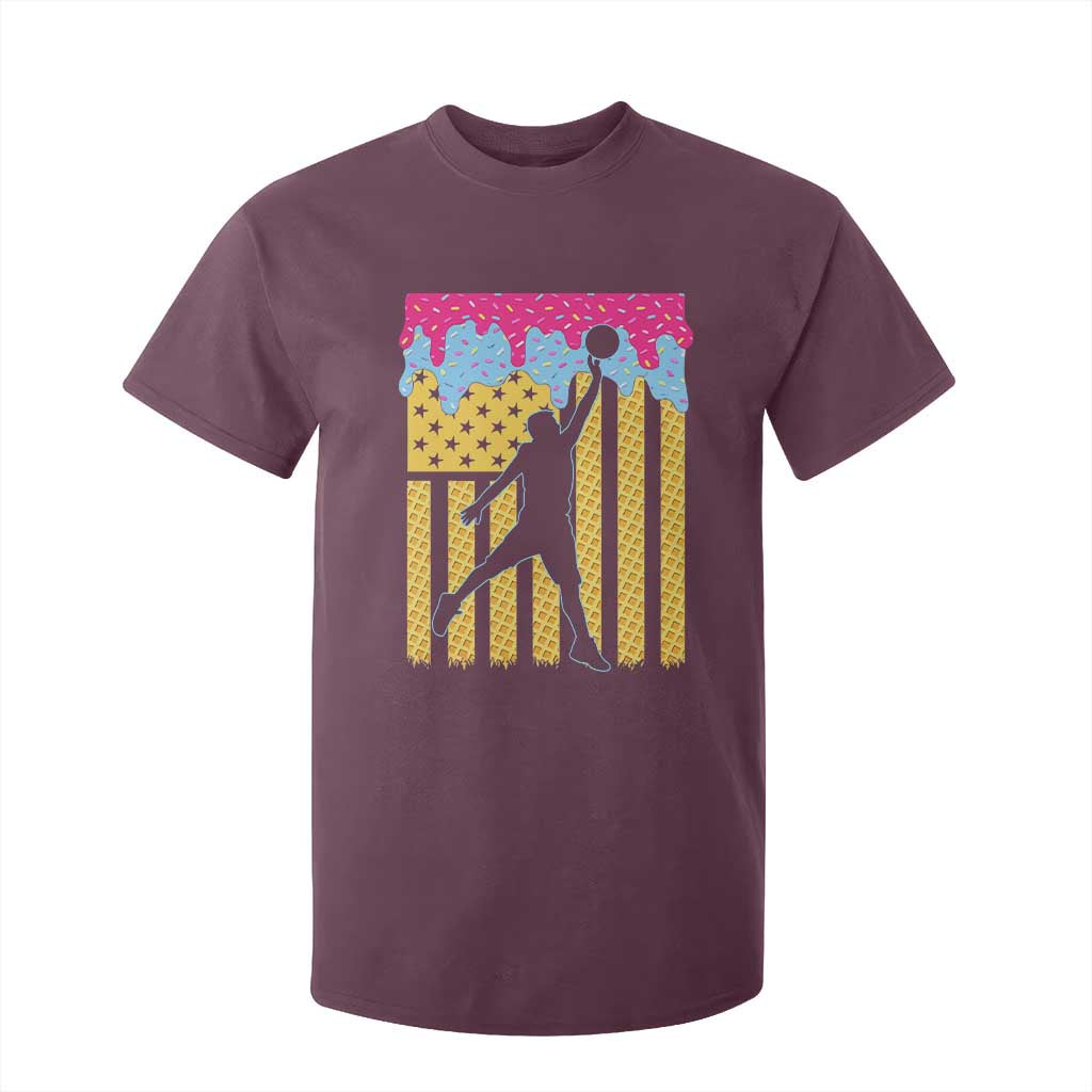 Basketball Ice Cream Drip American Flag Youth Players T Shirt For Kid TS11 Maroon Print Your Wear