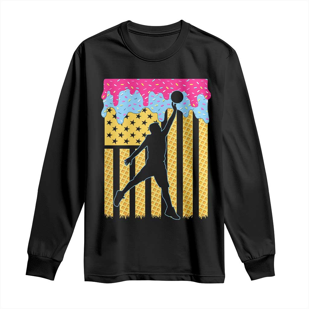 Basketball Ice Cream Drip American Flag Youth Players Long Sleeve Shirt TS11 Black Print Your Wear