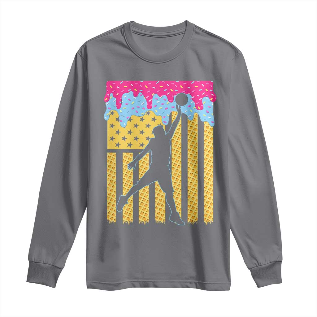 Basketball Ice Cream Drip American Flag Youth Players Long Sleeve Shirt TS11 Charcoal Print Your Wear