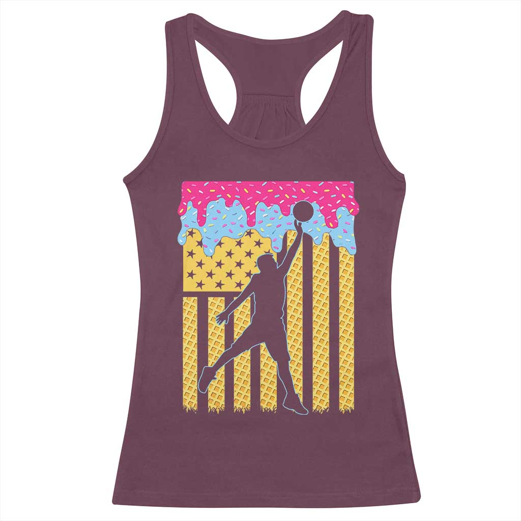 Basketball Ice Cream Drip American Flag Youth Players Racerback Tank Top TS11 Maroon Print Your Wear