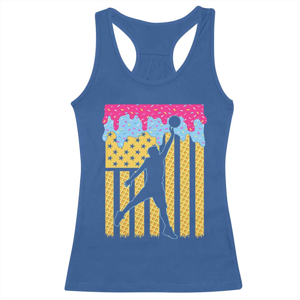 Basketball Ice Cream Drip American Flag Youth Players Racerback Tank Top TS11 Royal Blue Print Your Wear