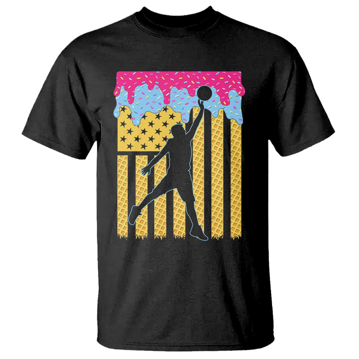 Basketball Ice Cream Drip American Flag Youth Players T Shirt TS11 Black Print Your Wear