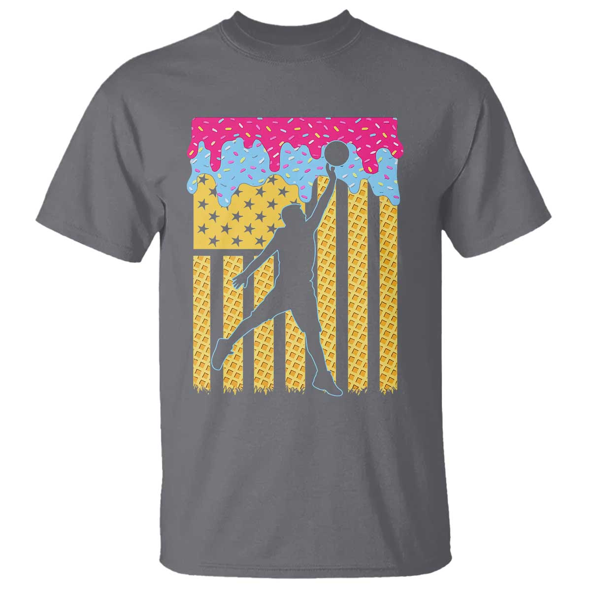 Basketball Ice Cream Drip American Flag Youth Players T Shirt TS11 Charcoal Print Your Wear