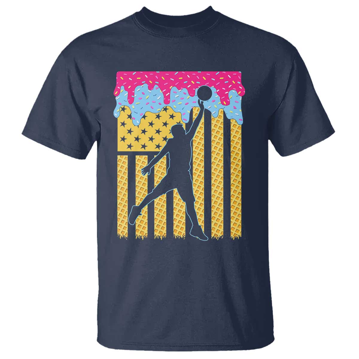 Basketball Ice Cream Drip American Flag Youth Players T Shirt TS11 Navy Print Your Wear