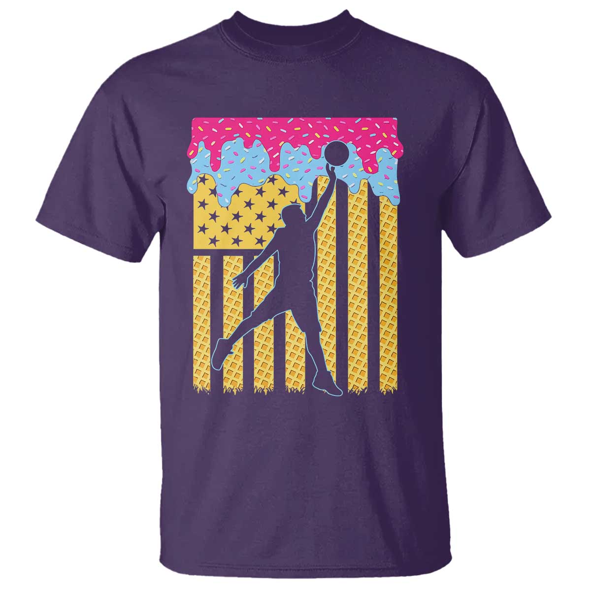 Basketball Ice Cream Drip American Flag Youth Players T Shirt TS11 Purple Print Your Wear