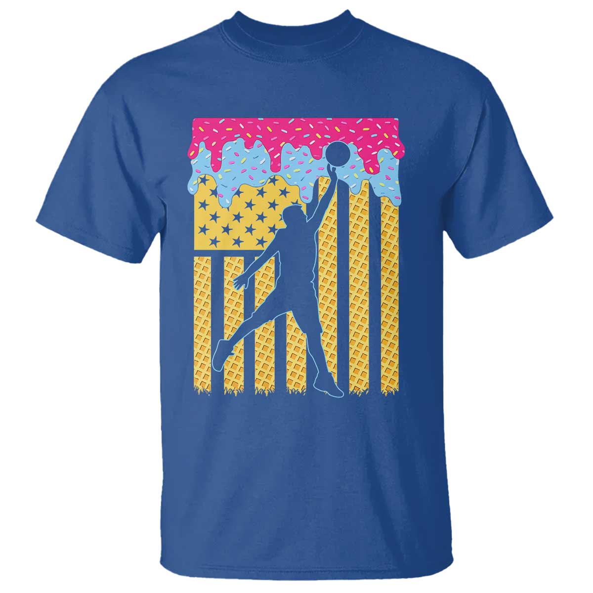 Basketball Ice Cream Drip American Flag Youth Players T Shirt TS11 Royal Blue Print Your Wear