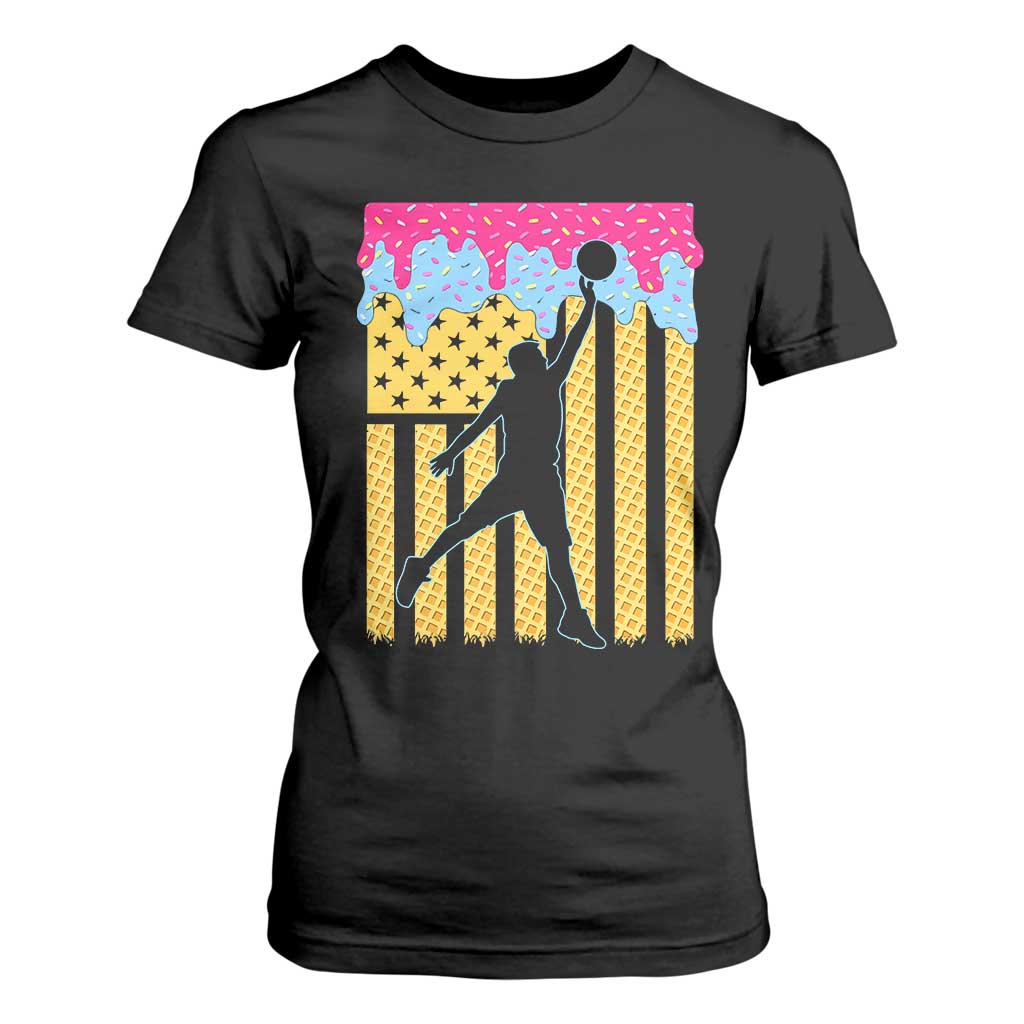 Basketball Ice Cream Drip American Flag Youth Players T Shirt For Women TS11 Black Print Your Wear