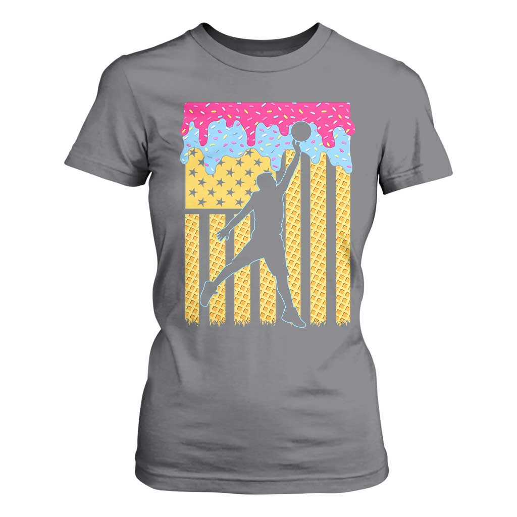 Basketball Ice Cream Drip American Flag Youth Players T Shirt For Women TS11 Charcoal Print Your Wear