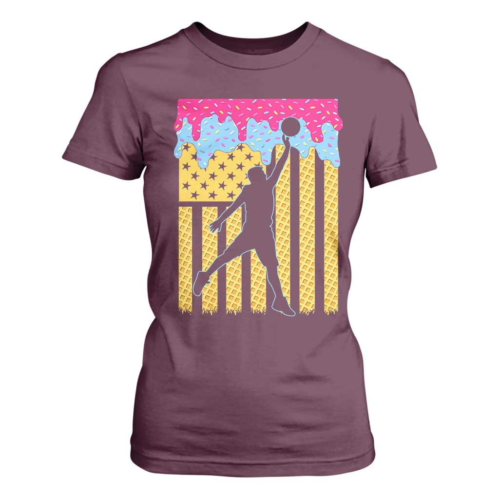 Basketball Ice Cream Drip American Flag Youth Players T Shirt For Women TS11 Maroon Print Your Wear