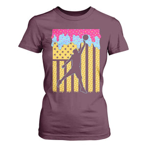 Basketball Ice Cream Drip American Flag Youth Players T Shirt For Women TS11 Maroon Print Your Wear