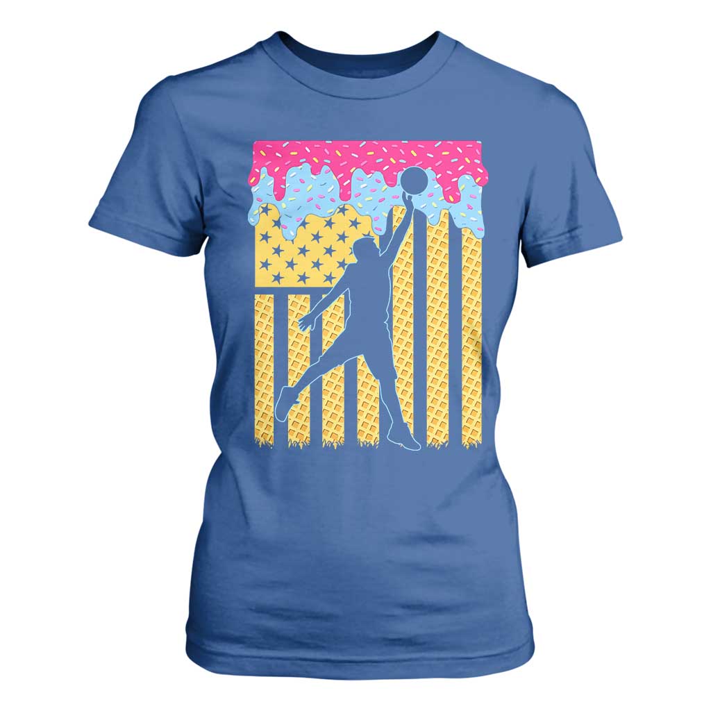 Basketball Ice Cream Drip American Flag Youth Players T Shirt For Women TS11 Royal Blue Print Your Wear