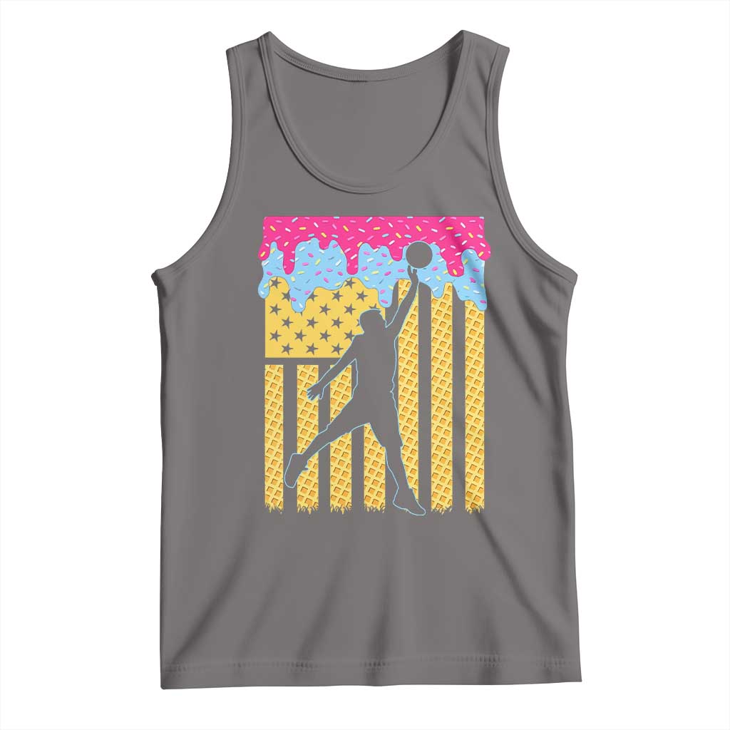 Basketball Ice Cream Drip American Flag Youth Players Tank Top TS11 Deep Heather Print Your Wear