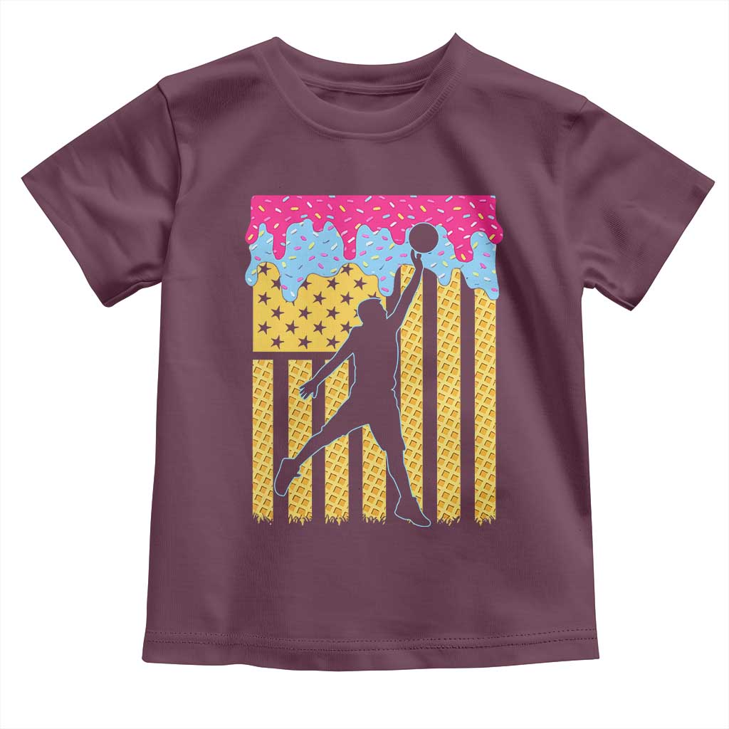 Basketball Ice Cream Drip American Flag Youth Players Toddler T Shirt TS11 Maroon Print Your Wear