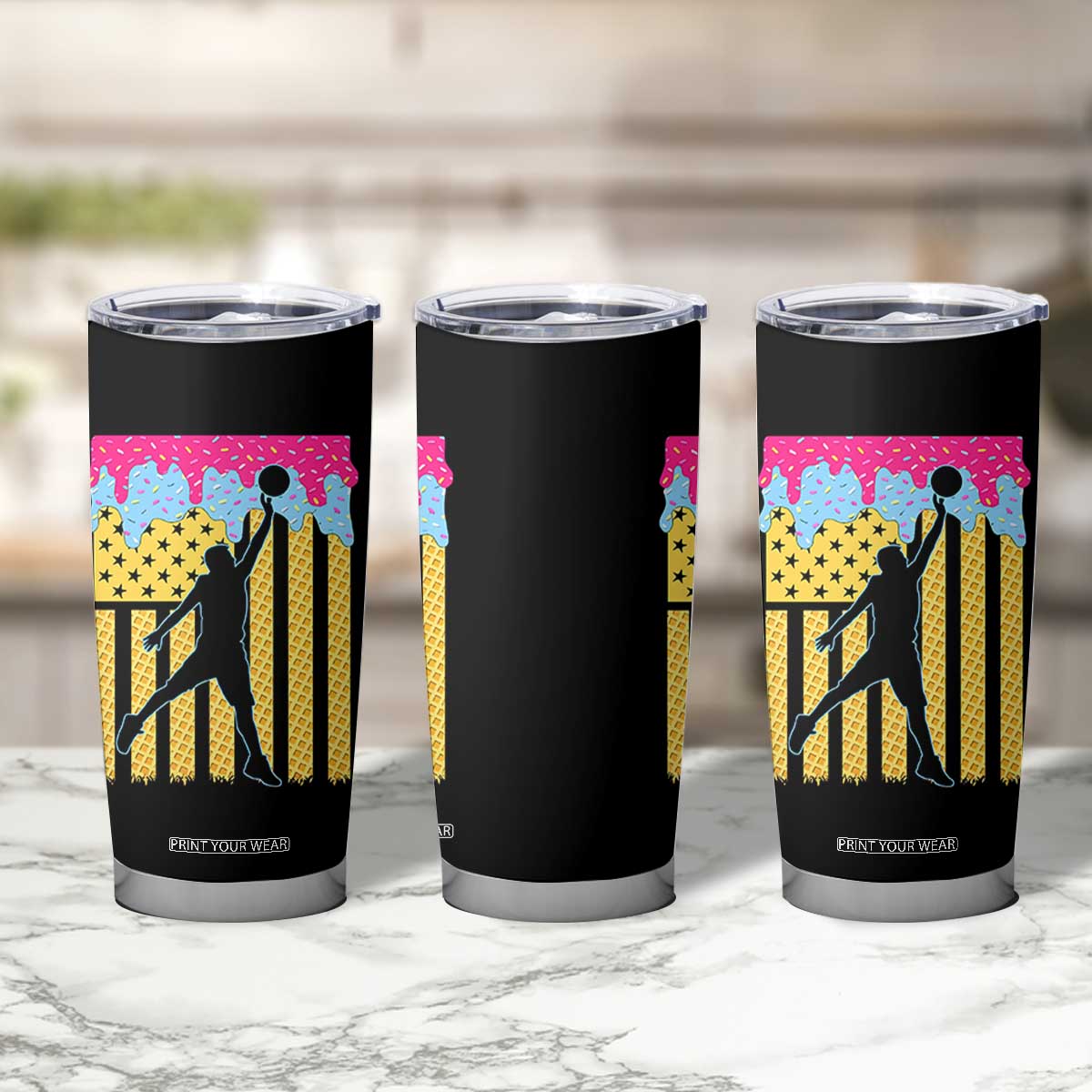 Basketball Ice Cream Drip American Flag Youth Players Tumbler Cup TS11 Print Your Wear