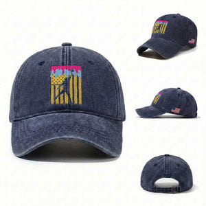 Basketball Ice Cream Drip American Flag Youth Players Washed Cotton Baseball Cap TS11 Washed Cap Universal Fit Navy Print Your Wear