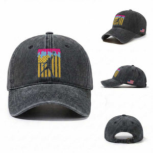 Basketball Ice Cream Drip American Flag Youth Players Washed Cotton Baseball Cap TS11 Washed Cap Universal Fit Dark Gray Print Your Wear