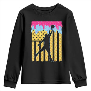 Basketball Ice Cream Drip American Flag Youth Players Youth Sweatshirt TS11 Black Print Your Wear