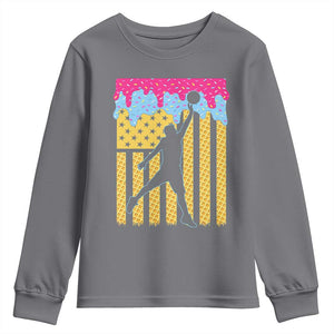 Basketball Ice Cream Drip American Flag Youth Players Youth Sweatshirt TS11 Charcoal Print Your Wear