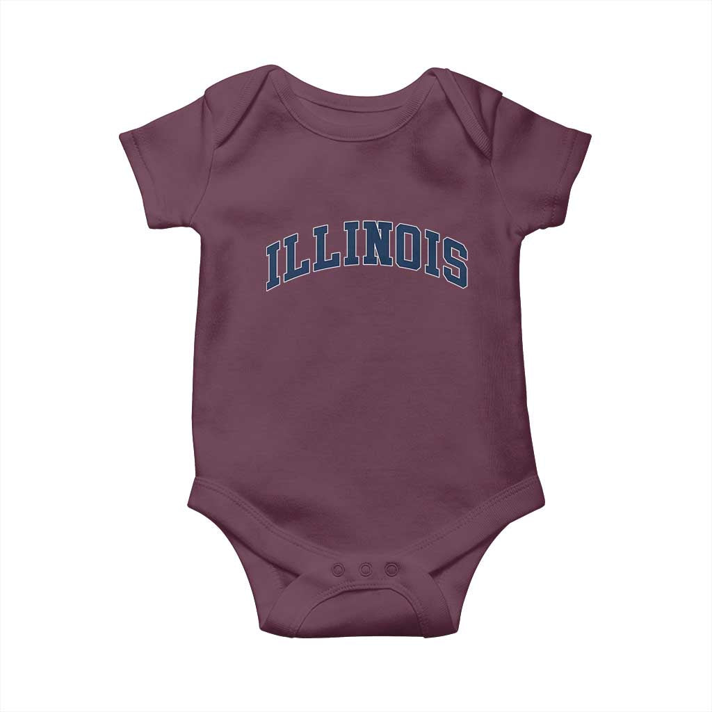 Illinois Sports Fan Vintage Bold Throwback IL State Baby Onesie TS11 Maroon Print Your Wear