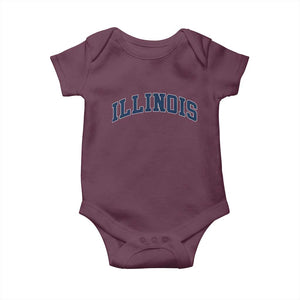 Illinois Sports Fan Vintage Bold Throwback IL State Baby Onesie TS11 Maroon Print Your Wear