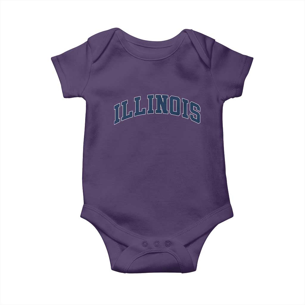 Illinois Sports Fan Vintage Bold Throwback IL State Baby Onesie TS11 Purple Print Your Wear