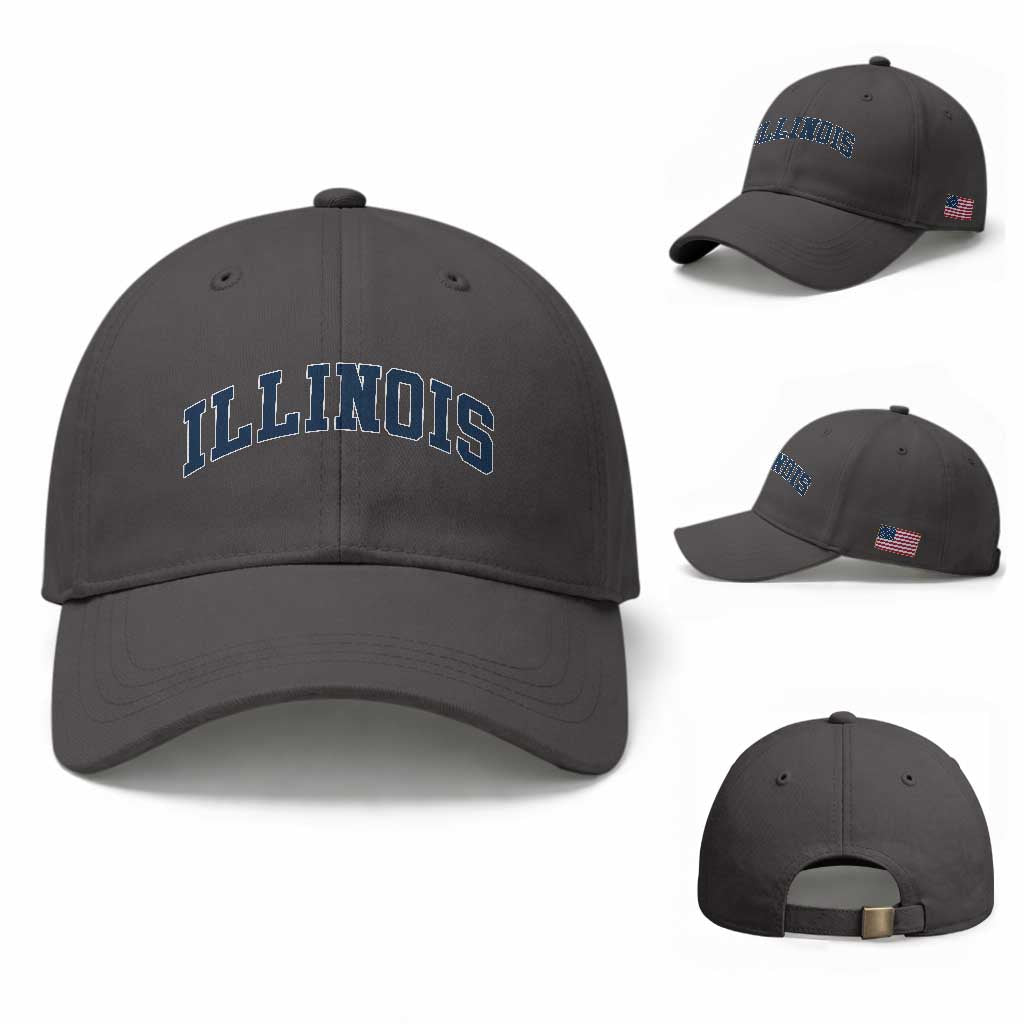 Illinois Sports Fan Vintage Bold Throwback IL State Baseball Cap TS11 Baseball Cap Universal Fit Dark Gray Print Your Wear