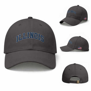 Illinois Sports Fan Vintage Bold Throwback IL State Baseball Cap TS11 Baseball Cap Universal Fit Dark Gray Print Your Wear
