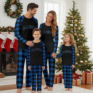 Illinois Sports Fan Vintage Bold Throwback IL State Plaid Pajama Set TS11 Blue Plaid Print Your Wear