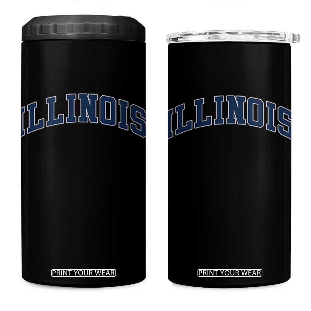 Illinois Sports Fan Vintage Bold Throwback IL State 4 in 1 Can Cooler Tumbler TS11 One Size: 16 oz Black Print Your Wear