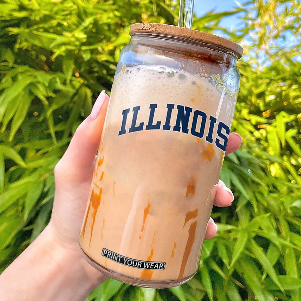 Illinois Sports Fan Vintage Bold Throwback IL State Glass Can TS11 Black Print Your Wear