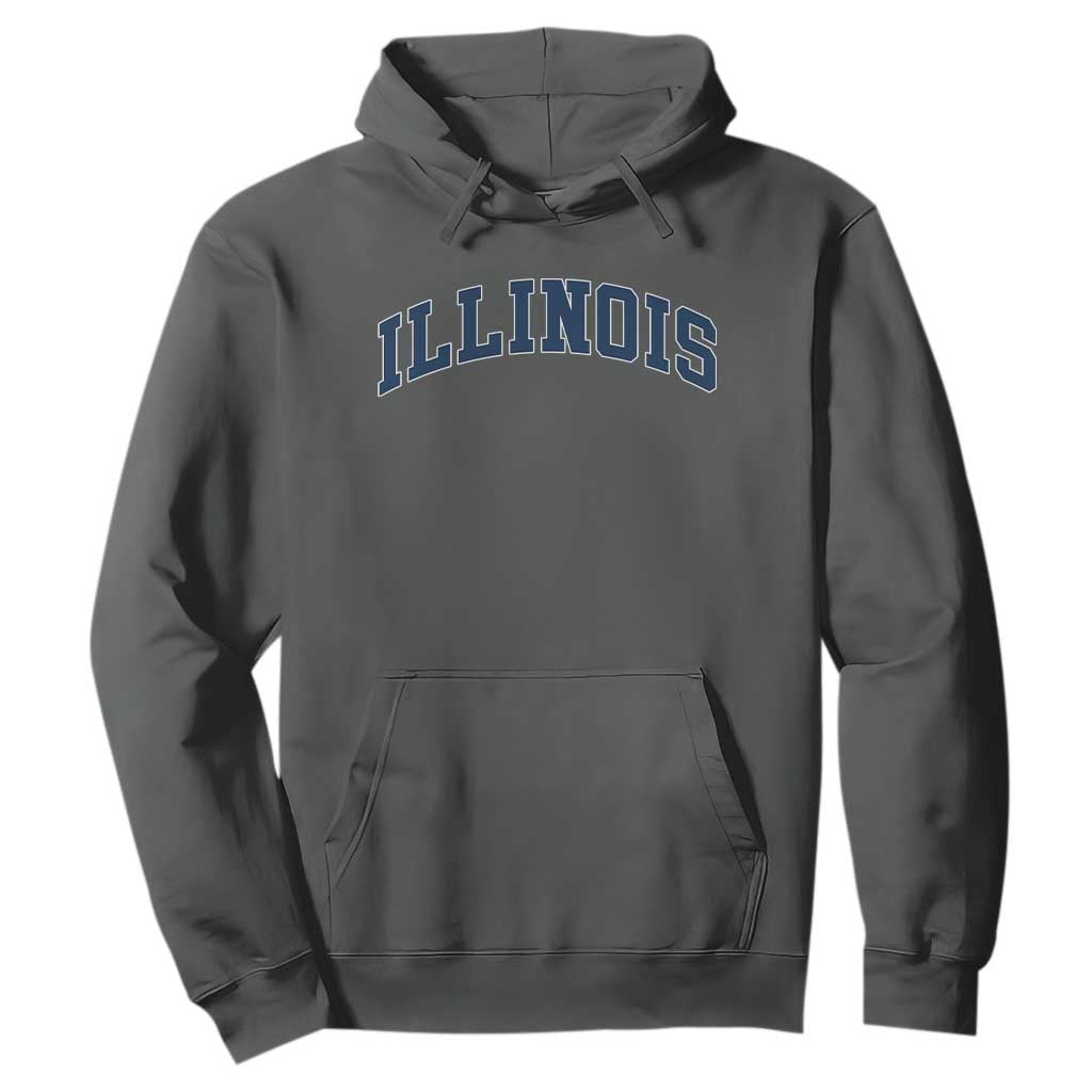 Illinois Sports Fan Vintage Bold Throwback IL State Hoodie TS11 Dark Heather Print Your Wear