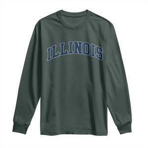 Illinois Sports Fan Vintage Bold Throwback IL State Long Sleeve Shirt TS11 Dark Forest Green Print Your Wear