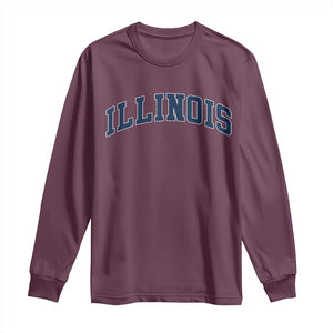 Illinois Sports Fan Vintage Bold Throwback IL State Long Sleeve Shirt TS11 Maroon Print Your Wear