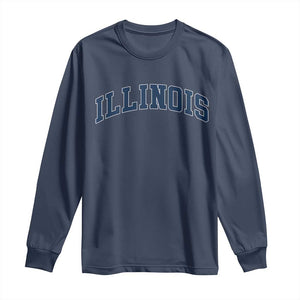 Illinois Sports Fan Vintage Bold Throwback IL State Long Sleeve Shirt TS11 Navy Print Your Wear