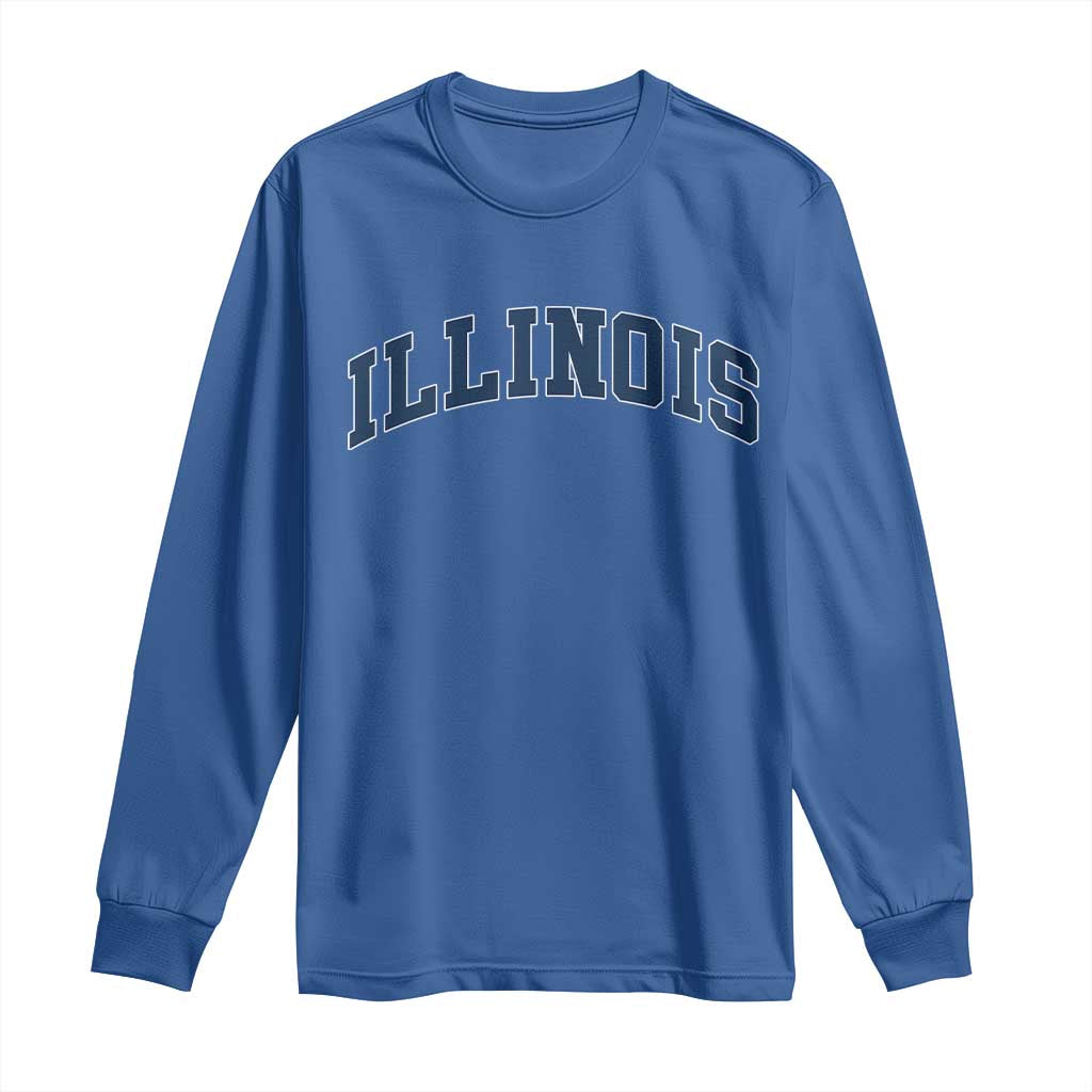 Illinois Sports Fan Vintage Bold Throwback IL State Long Sleeve Shirt TS11 Royal Blue Print Your Wear