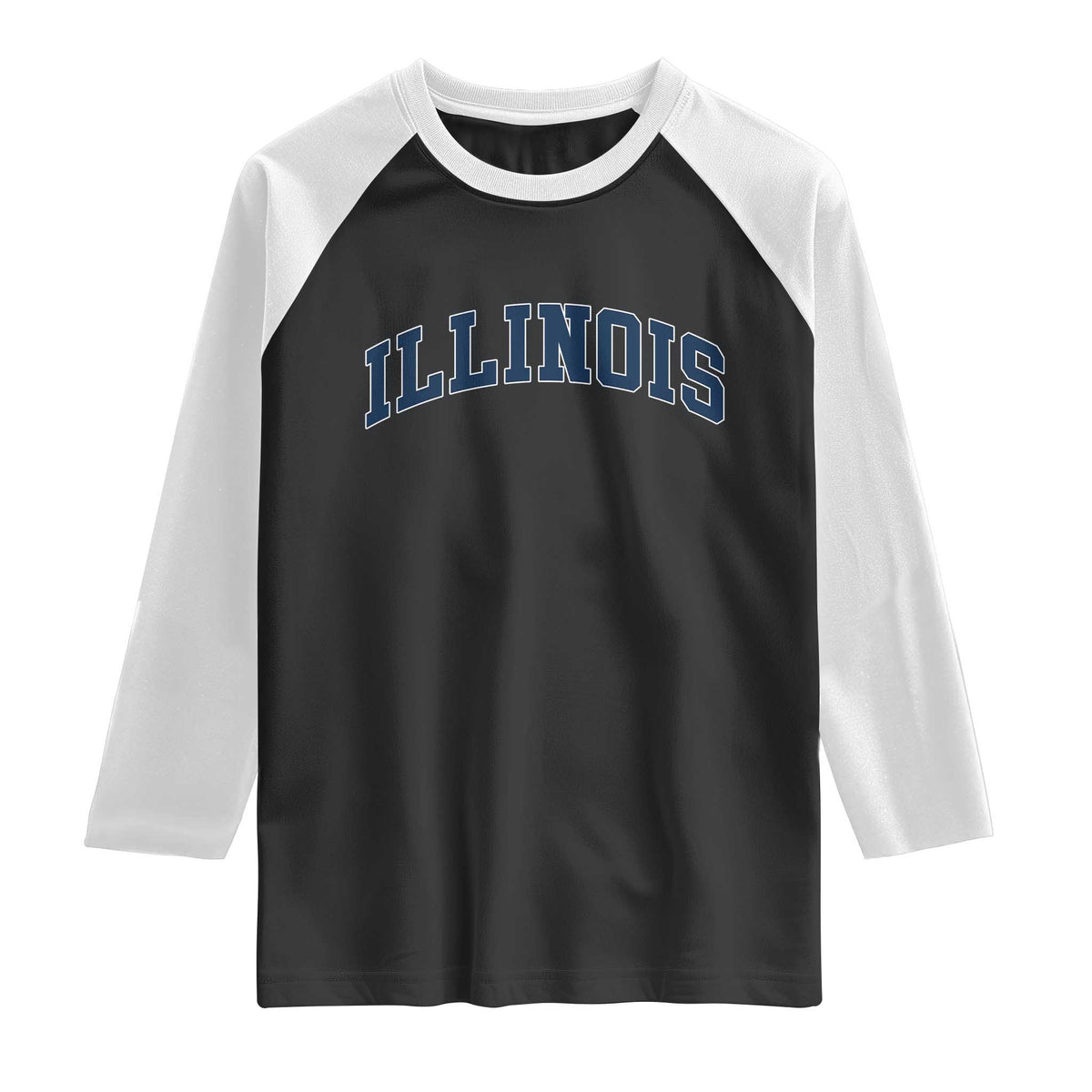Illinois Sports Fan Vintage Bold Throwback IL State Raglan Shirt TS11 Black White Print Your Wear