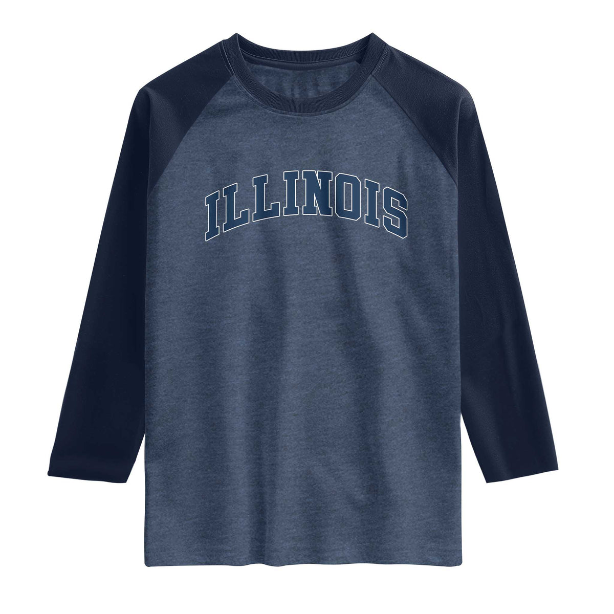 Illinois Sports Fan Vintage Bold Throwback IL State Raglan Shirt TS11 Heather Denim Navy Print Your Wear