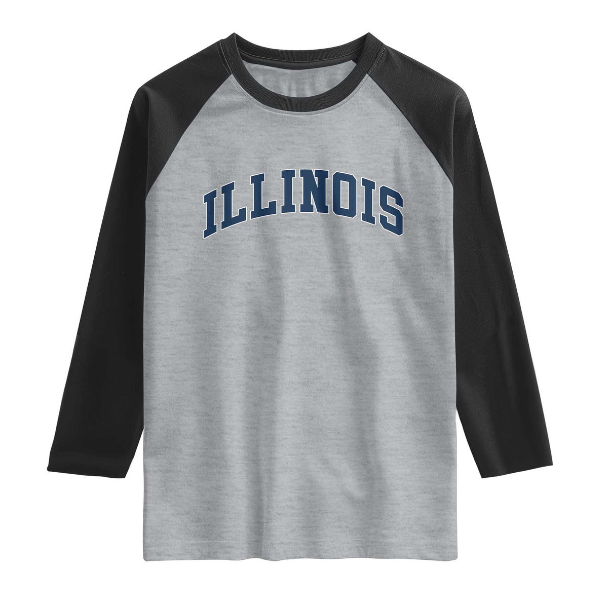 Illinois Sports Fan Vintage Bold Throwback IL State Raglan Shirt TS11 Heather Gray Black Print Your Wear