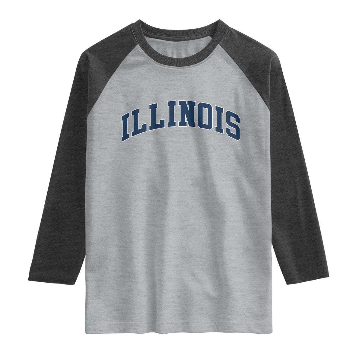 Illinois Sports Fan Vintage Bold Throwback IL State Raglan Shirt TS11 Heather Gray Heather Charcoal Print Your Wear