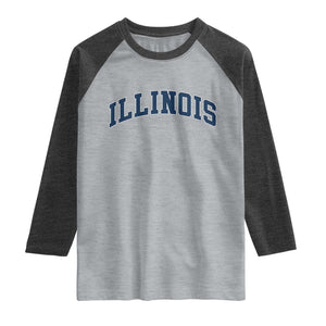 Illinois Sports Fan Vintage Bold Throwback IL State Raglan Shirt TS11 Heather Gray Heather Charcoal Print Your Wear