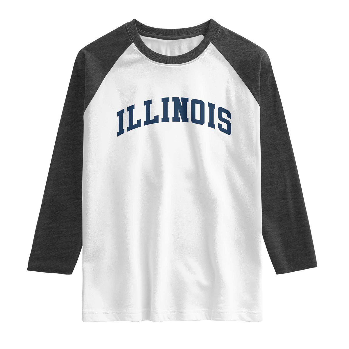 Illinois Sports Fan Vintage Bold Throwback IL State Raglan Shirt TS11 White Heather Charcoal Print Your Wear