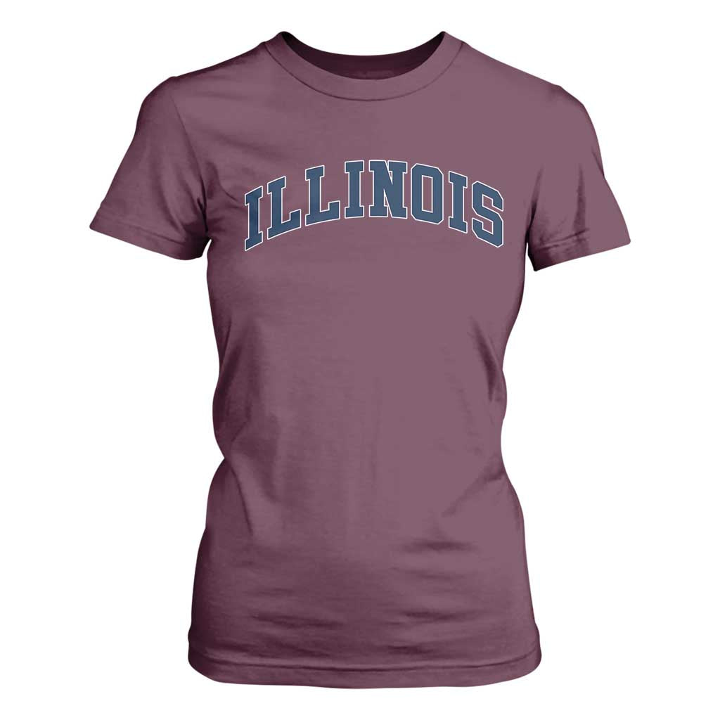 Illinois Sports Fan Vintage Bold Throwback IL State T Shirt For Women TS11 Maroon Print Your Wear