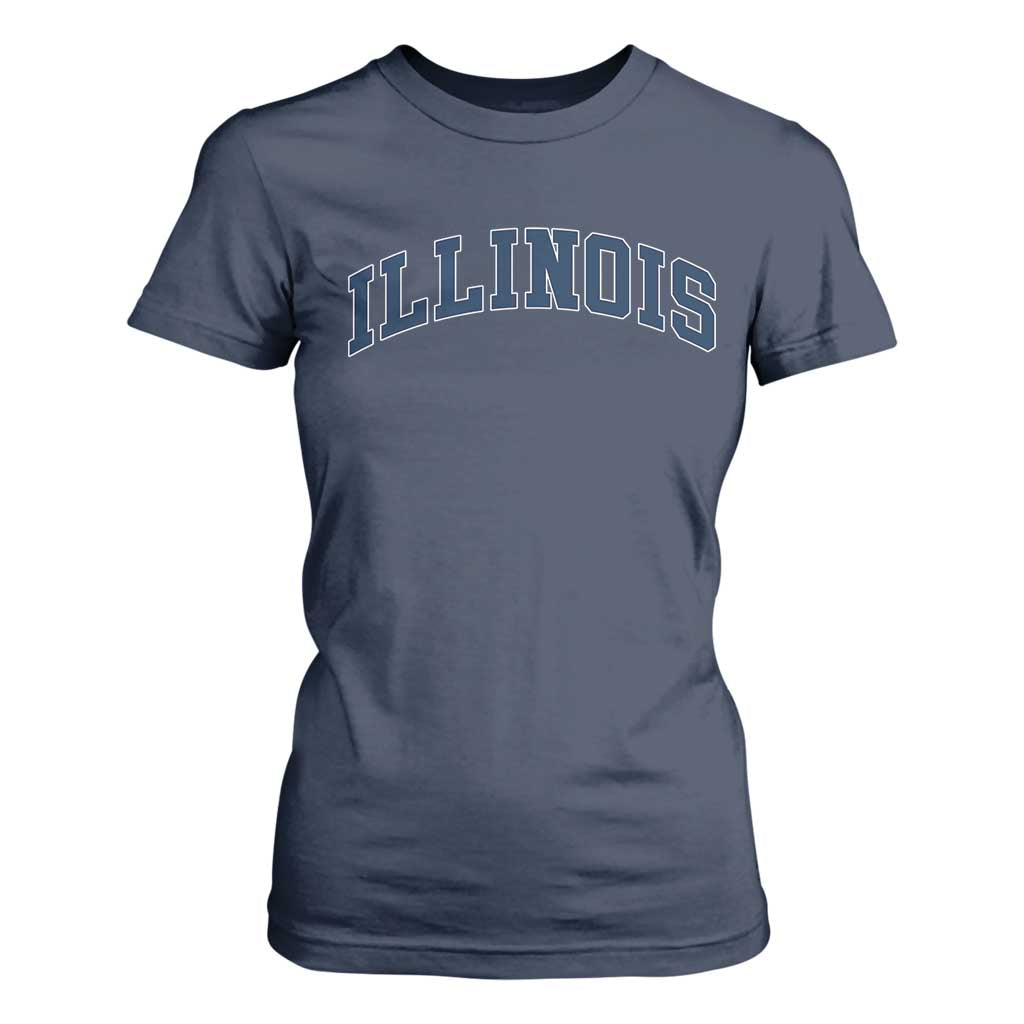 Illinois Sports Fan Vintage Bold Throwback IL State T Shirt For Women TS11 Navy Print Your Wear