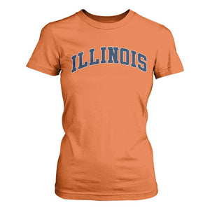 Illinois Sports Fan Vintage Bold Throwback IL State T Shirt For Women TS11 Orange Print Your Wear