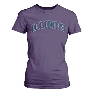 Illinois Sports Fan Vintage Bold Throwback IL State T Shirt For Women TS11 Purple Print Your Wear