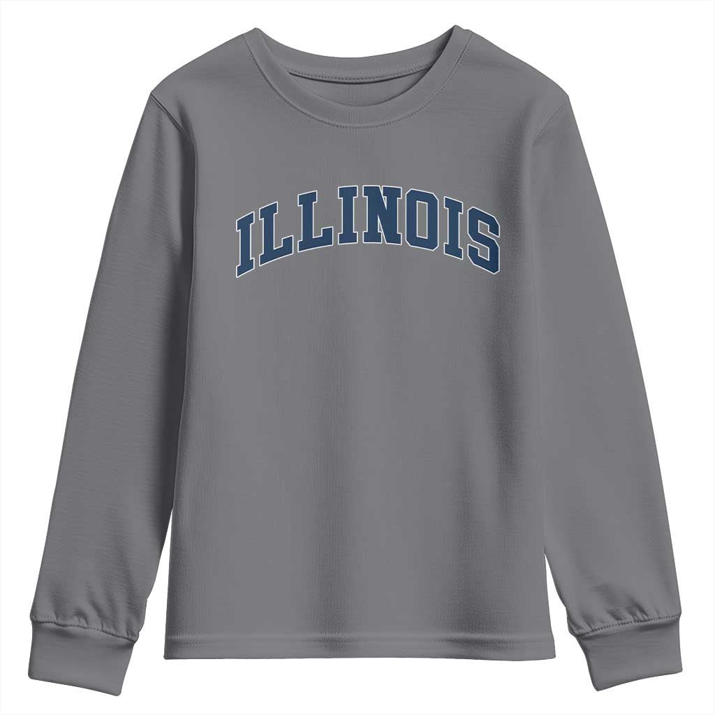 Illinois Sports Fan Vintage Bold Throwback IL State Youth Sweatshirt TS11 Charcoal Print Your Wear