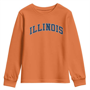 Illinois Sports Fan Vintage Bold Throwback IL State Youth Sweatshirt TS11 Orange Print Your Wear