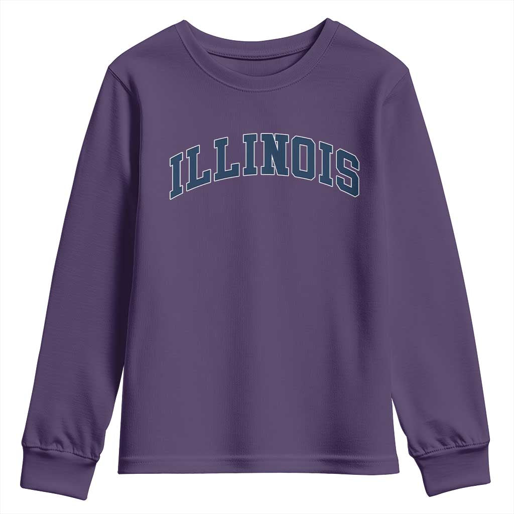 Illinois Sports Fan Vintage Bold Throwback IL State Youth Sweatshirt TS11 Purple Print Your Wear